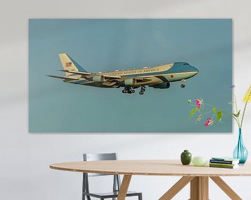 Air Force One arrives in Brussels.