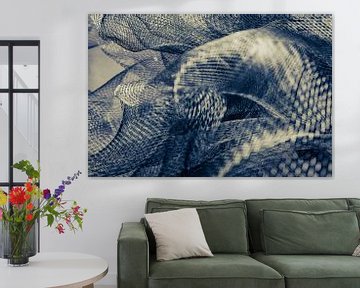 Neutraal interieurontwerp: meerlaags draadraster in blauw van Mixed media vector arts