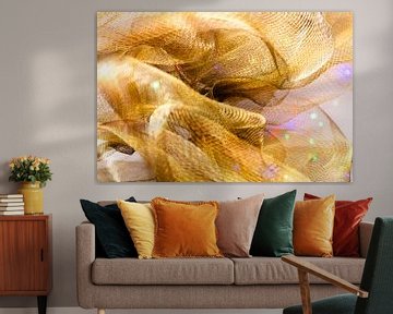 Feestelijke en elegante glamour: goudkleurige stof met lichtspel van Mixed media vector arts