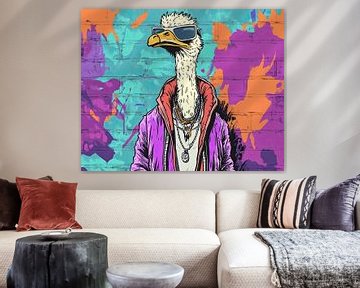 Graffiti Vogel met Kleding van OMG Art