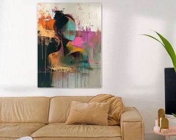 Vrouw Kleuren | Vrouw met Kleur en Beweging van Kunst Kriebels