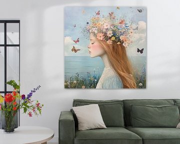 Bloemen Meisje | Meisje met Bloemenkrans van Blikvanger Schilderijen