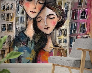 België | Liefde van Abstract Schilderij