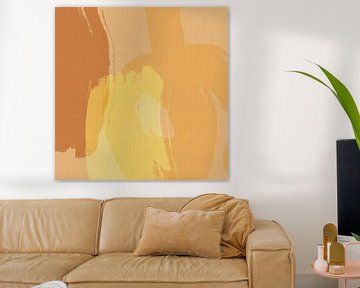 Abstract schilderij in warme tinten met retro vibe van Abstract Minimalist Art