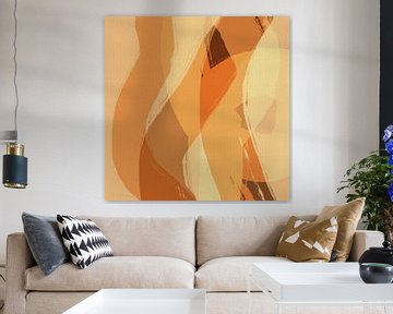 Warm terracotta en geel abstract schilderij van Abstract Minimalist Art