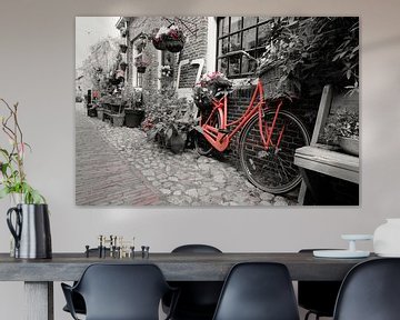 Red city bike in Elburg