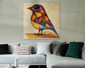 Boze vogel abstract kubisme van TheXclusive Art
