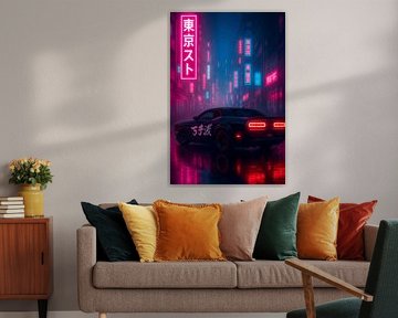 Neon Muscle Car in Tokio