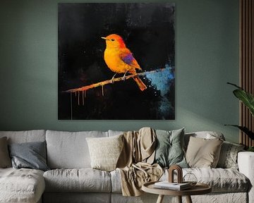Portrait artistique du rouge-gorge jaune