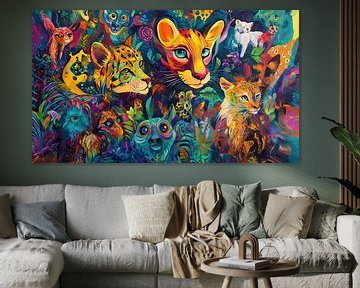 Vreemde dieren kleurrijk abstract panorama van TheXclusive Art