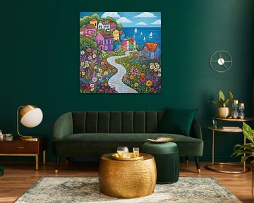 Buntes Dorf am Meer von TheXclusive Art