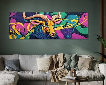 Graffiti Geit | Kleurige Geit Kunst van OMG Art