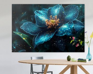 Blue flower with gold accents