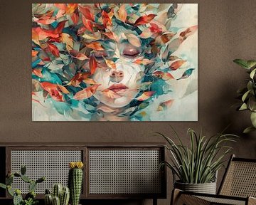 Vrouwenportret | Autumn's Soft Echo van Abstract Schilderij
