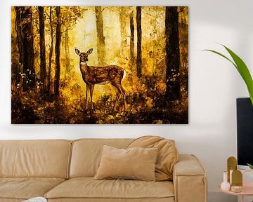 Hert in herfstbos van Imperial Art House