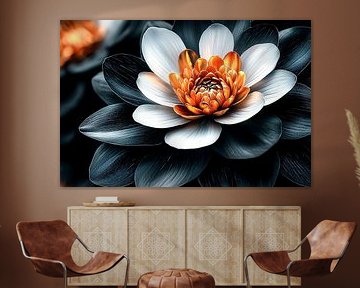 Elegant golden lotus flower art