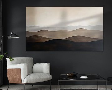 Abstrakte Berge hellbraunes Acryl-Panorama