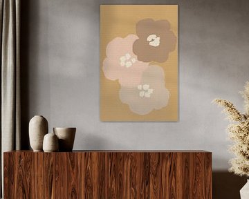 Pastel Botanisch Schilderij in Pop Art Stijl van Abstract Minimalist Art