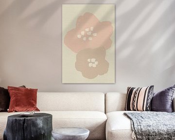 Romantische bloemen in pastelroze, beige, wit van Abstract Minimalist Art