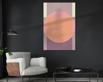 Abstracte geometrische kunst in pastelroze, lila, wit van Abstract Minimalist Art
