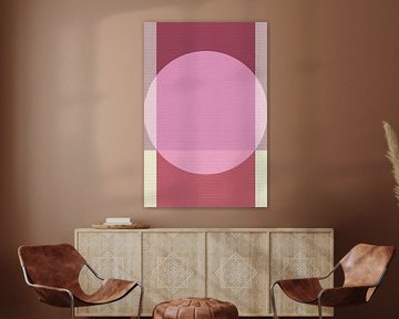 Abstracte zachte pastelkleurige geometrische kunst in rood en lila van Abstract Minimalist Art