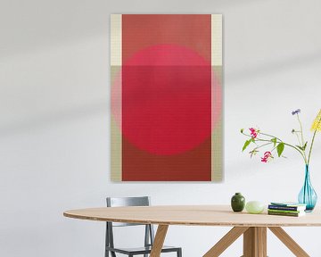 Abstracte 70s retro stijl geometrische kunst in rood, terracotta en grijs van Abstract Minimalist Art