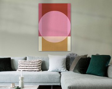Abstracte 70s retro stijl geometrische kunst in roze, terracotta, oker van Abstract Minimalist Art