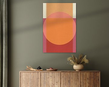 Abstracte kleurrijke geometrische kunst in oranje, rood, paars van Abstract Minimalist Art