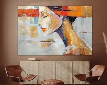 Vrouw met Kleurige Hoed van Kunst Kriebels