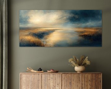 Whispering Waves at Sunset van Abstract Schilderij