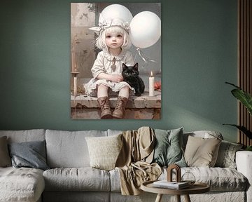 Girl with kitten... by Ans Bastiaanssen