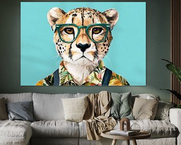 Stijlvolle cheeta met bril van Art & Soul Creations