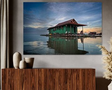 Maison flottante Tempe Lac (Sulawesi) sur Patrick Lauwers
