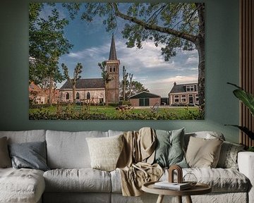View through the church of the Frisian village of Waaxens by Harrie Muis