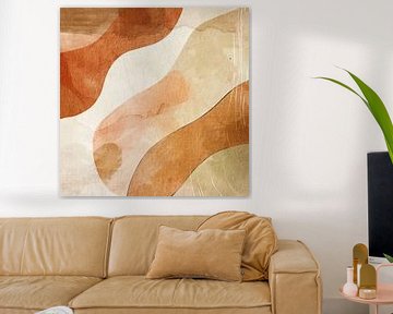 Terracotta Waves abstrakte Kunst in Erdtönen von Dutch Art Works