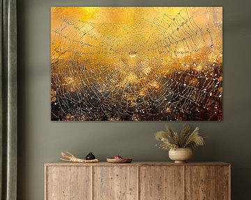 Gouden spinnenweb met dauwdruppels van Art & Soul Creations