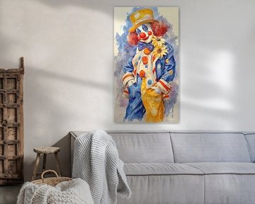 happy clown in watercolour