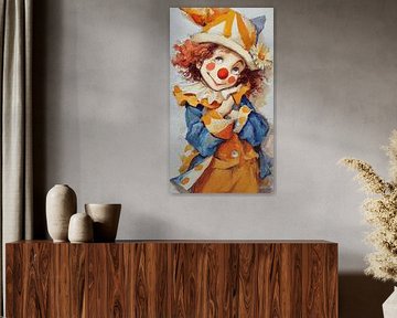 happy clown in watercolour
