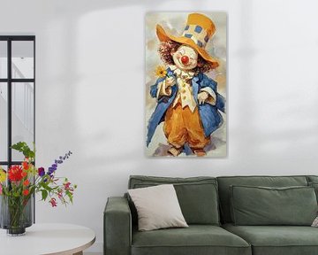 happy clown in watercolour
