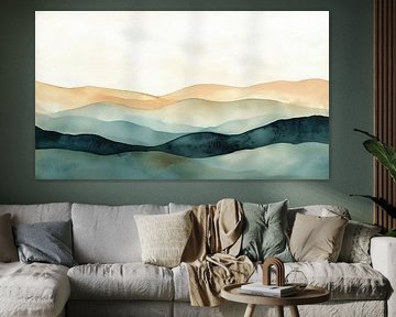 Luxuslandschaft Berge gold-aqua abstrakt