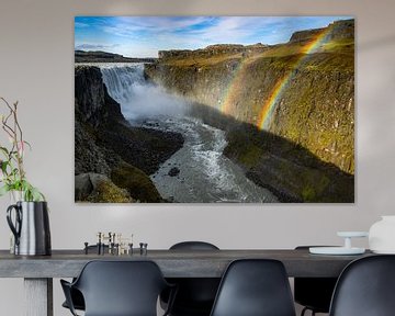 Dettifoss met dubbele regenboog van Daniela Beyer