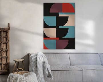 Kunst in Bauhaus-stijl in gedurfde kleurblokken van Abstract Minimalist Art