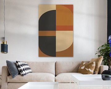 Geometrische retro kunst. Abstracte vormen in terracotta, zwart, bruin van Abstract Minimalist Art