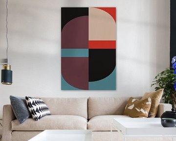 Geometrische retro kunst. Abstracte vormen in warme tinten van Abstract Minimalist Art