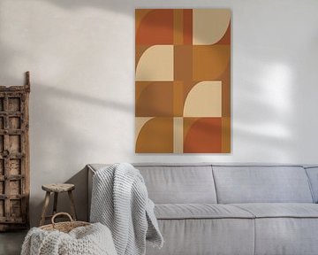 Kleurblok muurkunst in moderne retro tinten van Abstract Minimalist Art