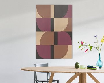 Moderne abstracte vormen in paars, wit, zwart en bruin van Abstract Minimalist Art