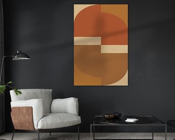 Grafisch minimalisme in terracotta en oranje van Abstract Minimalist Art