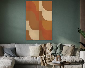 Scandinavische abstracte vormen in terracotta en oranje. van Abstract Minimalist Art