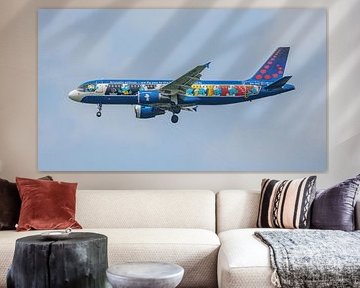 Brussels Airlines Airbus A320 with Smurfs livery.