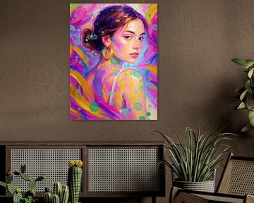 Delicate Kracht - Boho-geïnspireerd Kleurrijk Vrouwenportret van Dagmar Pels
